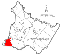 Map of Westmoreland County, Pennsylvania Highlighting Rostraver Township.PNG
