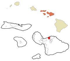 Maui County Hawaii Incorporated and Unincorporated areas Paia Highlighted.svg