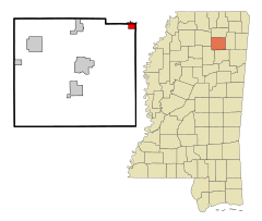 Pontotoc County Mississippi Incorporated and Unincorporated areas Sherman Highlighted.svg