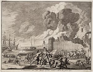 Archivo:´t Veroveren van Den Briel, op den eersten april des jaars 1572 (Jan Luyken, 1679)