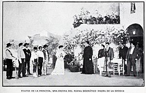 Archivo:1907-12-14, Blanco y Negro, Teatro de la Princesa, Una escena del poema dramático "Mora de la Sierra"