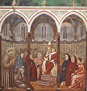 Giotto - Legend of St Francis - -17- - St Francis Preaching before Honorius III