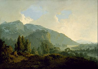 Joseph Wright of Derby - Italian Landscape with Mountains and a River - Google Art Project