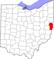 Map of Ohio highlighting Jefferson County
