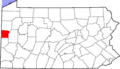 Map of Pennsylvania highlighting Lawrence County