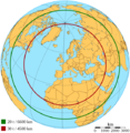 Map with distance circles to paris