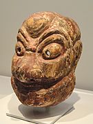 Running in Advance mask (Shinshotoku), used in Bugaku performance, 15th-16th century, Japan, wood with traces of color - Art Institute of Chicago - DSC00188