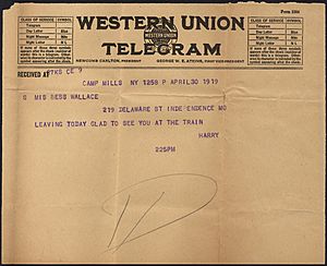 Archivo:Telegram from Harry S. Truman to Bess Wallace - NARA - 200654