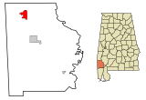 Washington County Alabama Incorporated and Unincorporated areas Millry Highlighted.svg