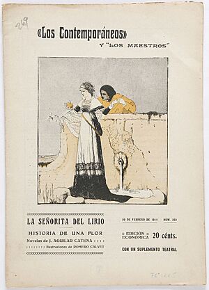 Archivo:1914-02-20, Los Contemporáneos, La señorita del lirio, novelas de J. Aguilar Catena, ilustración de Romero Calvet