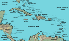 Mapa de las Antillas