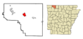 Carroll County Arkansas Incorporated and Unincorporated areas Berryville Highlighted