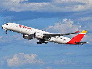 Iberia Airbus A350-941XWB EC-NDR departing JFK Airport.jpg