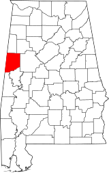 Map of Alabama highlighting Pickens County.svg