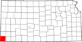 Map of Kansas highlighting Morton County