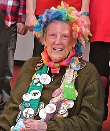 Margaret Mahy at the Kaiapoi Club, 27 July 2011, smiling.jpg