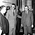 President Gamal Abdul Nasser with Baath Party founders Michel Aflaq and Salah al-Bitar in 1958