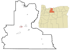 Wasco County Oregon Incorporated and Unincorporated areas Wamic Highlighted.svg