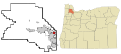 Washington County Oregon Incorporated and Unincorporated areas West Slope Highlighted.svg