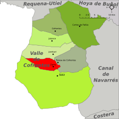 Localización en la comarca del Valle de Ayora-Cofrentes