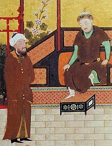 Amir Ali-Shir Nava'i before Sultan Husayn Bayqara in 1486 Herat.jpg