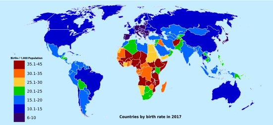 Archivo:Countries by Birth Rate in 2017