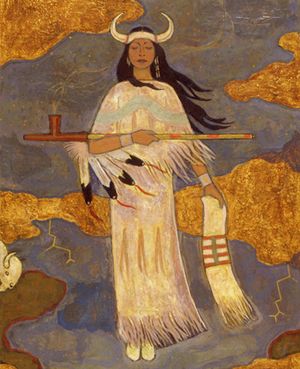 Archivo:Detail from “Apparition of the Buffalo Calf Maiden” (1959) by Frithjof Schuon