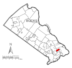 Map of Fairless Hills, Bucks County, Pennsylvania Highlighted.png