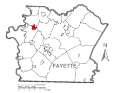 Map of Grindstone-Rowes Run, Fayette County, Pennsylvania Highlighted.png
