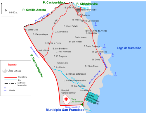 Mapa de la parroquia Cristo de Aranza, sólo se muestran las calles principales