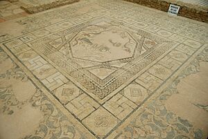 Archivo:Quintanilla de la Cueza Villa romana Tejada Habitación 3 Mosaico las Cuatro Estaciones