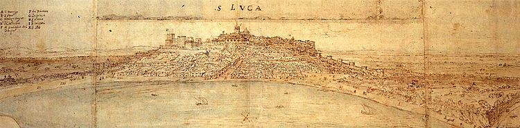 Archivo:Sanlucar barrameda vista panoramica 1567 Wijngaerde