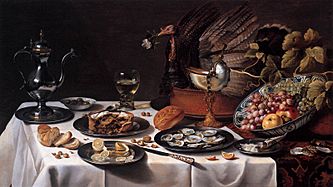 Archivo:Still Life with Turkey Pie 1627 Pieter Claesz