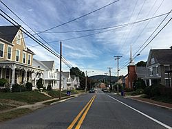 2016-09-21 08 45 02 View north along Maryland State Route 17 (Main Street) between Cedar Street and Poplar Street in Myersville, Frederick County, Maryland.jpg