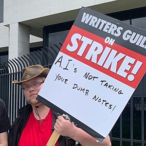 Archivo:AI Protest Sign 2023 WGA Strike