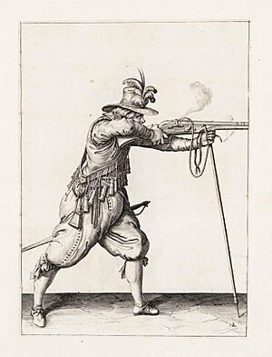 Archivo:Aanwijzing 12 voor het hanteren van het musket - Schiet (Jacob de Gheyn, 1607)