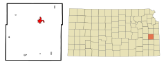 Anderson County Kansas Incorporated and Unincorporated areas Garnett Highlighted.svg