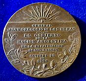 Archivo:Argentine Art Nouveau Medal 1906 by Victor de Pol, Repatriation of the National Hero Las Heras, reverse