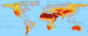 Archivo:Arid climate world map, classification UNEP (2023)