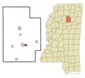Calhoun County Mississippi Incorporated and Unincorporated areas Derma Highlighted