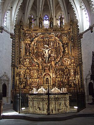 Archivo:Cartuja de Miraflores (Burgos) - Retablo mayor y tumba de Juan II