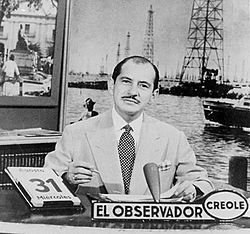 Archivo:El Observador Crole's first broadcast on November 16, 1953 with anchor Francisco Amado Pernía