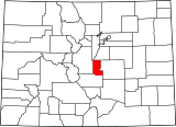 Map of Colorado highlighting Teller County.svg