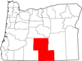 Map of Oregon highlighting Lake County
