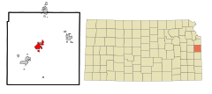 Miami County Kansas Incorporated and Unincorporated areas Paola Highlighted.svg
