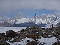 Monte Fitz Roy visto desde el lado chileno en el campo de hielo patagónico sur