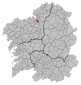 Ubicación del término municipal en Galicia.