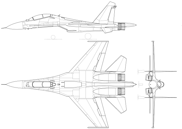 Archivo:Sukhoi Su-30 3-view line drawing