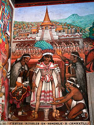 Archivo:Tlaxcala - Palacio de Gobierno - Huldigung an Camaxtli