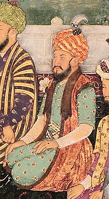 Umar Shaikh, in The Rulers of the Mughal Dynasty from Babur to Awrangzeb, with their Ancestor Timur MSS 874, India, circa 1707–12. Khalili Collection.jpg